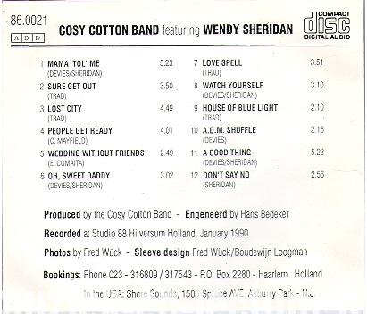 Cosy Cotton Band featuring Wendy Sheridan Cosy Cotton Band featuring Wendy Sheridan
