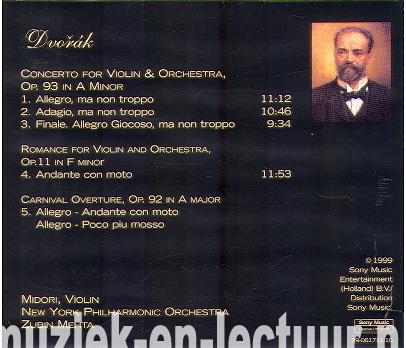 Dvorak: Violin Concerto/ Romance/ Carnival Overture