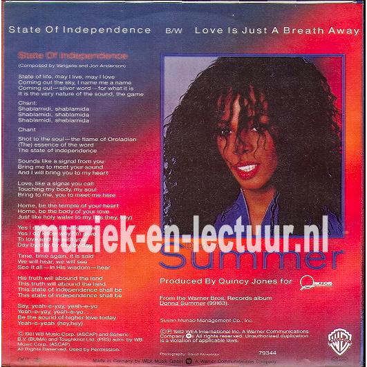 State of independence - Love is just a breath away